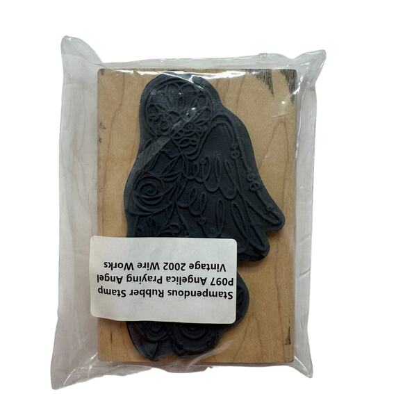 Vintage Angelica Praying Angel STAMPENDOUS Rubber Stamp Wood 2002 Wire Works - Picture 2 of 6